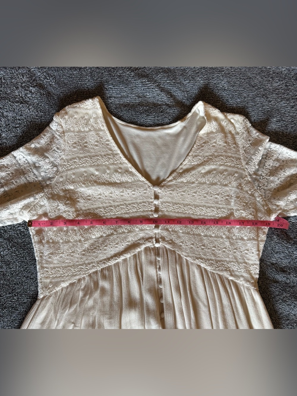 Shyanne Ivory Lace Long-Sleeve Button Mini Dress - Picture 4 of 6
